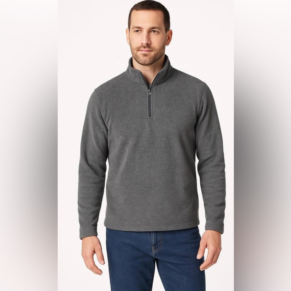 Men’s Croft & Barrow Gray Fleece Quarter Zip Jacket Size L
